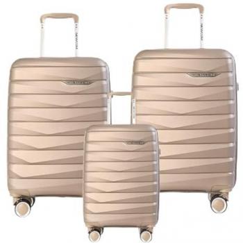 UltraShield 8-Wheel TSA Smoke-Resistant Hard Shell Suitcase Set (Cabin, Beige)