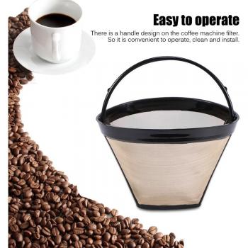 Gold Mesh Reusable Coffee Filter for 10-12 Cup Coffee Makers