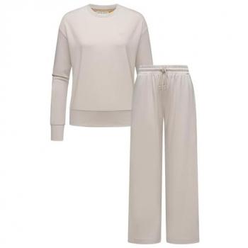 RAGWEAR Damen Sweatshirt-Set Delje 2-teilig, Pullover und Hose, Größe 4XL (48), weiß (bone)
