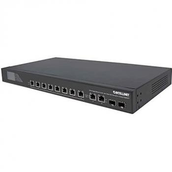 INTELLINET I-SWHUB POE-LCD12 Switch Ethernet Gigabit 8 porte Ultra PoE con 4 porte Uplink e schermo LCD