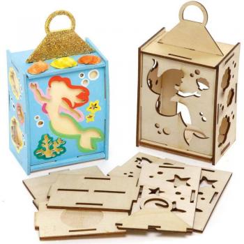 Mermaid Wooden Lantern Craft Kits for Kids (Pack of 3)