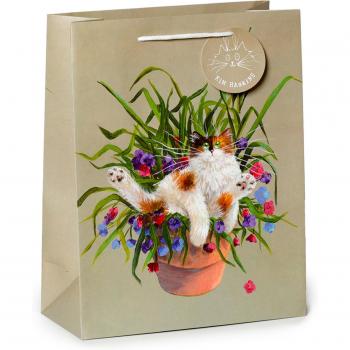 Large Cat in Plant Pot Gift Bag