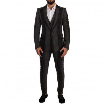 Dolce & Gabbana Slim Fit Black Gray Striped Suit