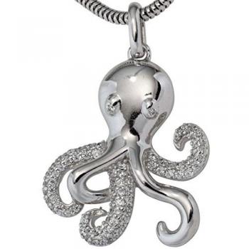 Jobo Damen Anhänger Krake 925 Sterling Silber rhodiniert mit Zirkonia Octopus