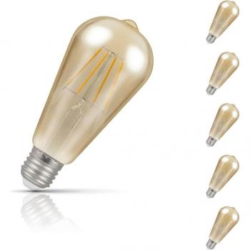 Crompton Vintage Filament LED Light Bulb B22 7.5W (50W Eqv) Warm White 5-Pack Extra Warm White Antique Bronze