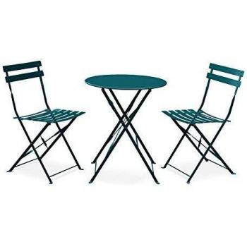 Set bistrot da giardino blu con tavolo e 2 sedie