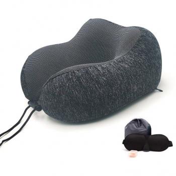 Almohada de viaje con tapones y máscara para los ojos