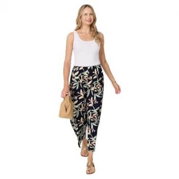 Izabel London Wide‑Leg Leaf Design Trousers – Women’s, Blue, Large