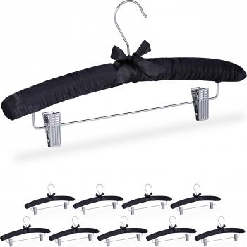 Grucce 10x in nero con rivestimento raso e stampella vintage, clip scorrevoli