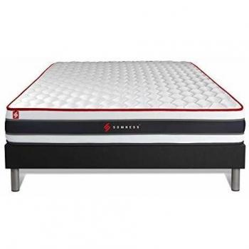 Matelas 160x200 avec ressorts ensachés et mémoire de forme + sommier noir