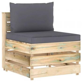 Wooden Sofa Middle Unit with Built‑in Cushions