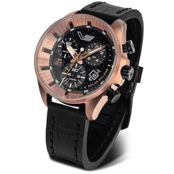 Vostok Europe Chronograph Solar Eclipse Herrenuhr Schwarz/Rosé LE