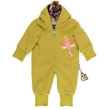 Sigikid Babyoverall mit Kapuze, Fleece, Senfgelb, Größe 86, Schwan-Muster