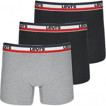 Levi's Boxer Pack de 3 – Negro y Gris Claro, Talla S