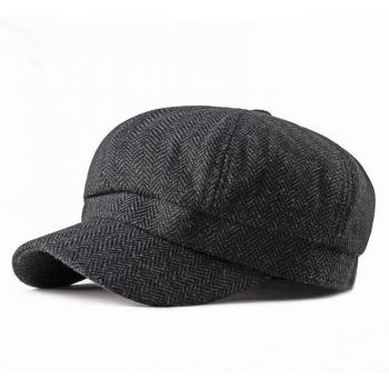 Gorro de estilo retro inglés de algodón lavado con visera para todas las estaciones
