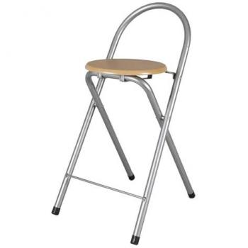 Silla Compacta Plegable con Reposapiés en Plata, 40x45x80