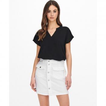 JDY blouse noire à manches courtes et col en V