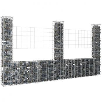 U-Form Gabionenkorb 3 Pfosten Eisen 260x20x150 cm