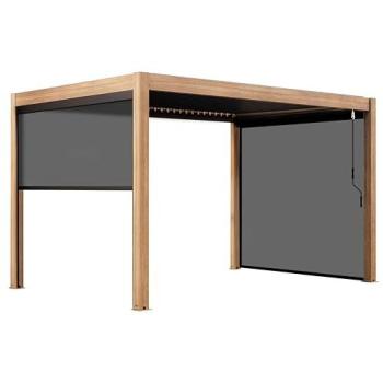 Pergola bioclimatique 3x4m avec stores en bois gris