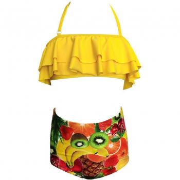 Teenage Girl Two Piece Bathing Suit with Fruit Print