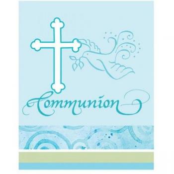 Set Inviti Croce Artistica Comunione 8 Bianco/Blue