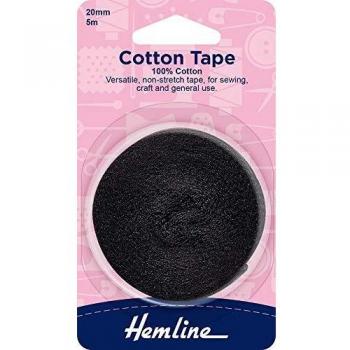 Hemline Non-Stretch Black Cotton Tape