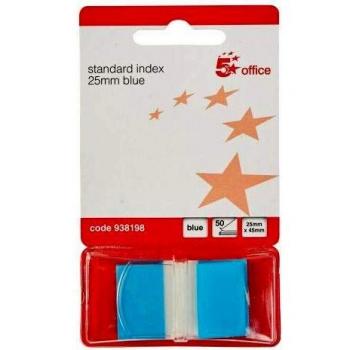 Standard Index Flags 25x45mm Blue Pack 5