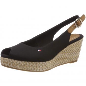 Tommy Hilfiger Sandalias de Talón Abierto Elba Basic para Mujer, Negro