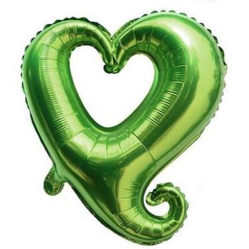 18-Inch Heart Shape Foil Balloon with Love Flower Design