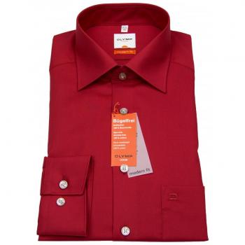 Olymp Herren Hemd Luxor Modern Fit, Rot 39 (Mittelrot)
