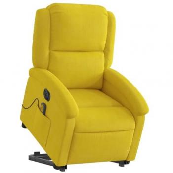 Sillón reclinable masaje eléctrico elevable terciopelo amarillo Amarillo