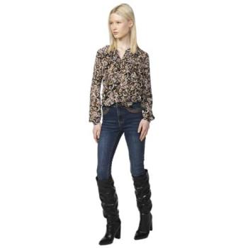 Blusa de gasa con volantes y estampado cachemir