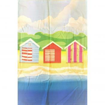 Beach Huts Souvenir Tea Towel by Moocow Studios