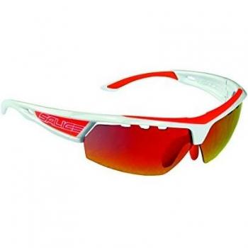 Salice unisex 005 Sunglasses in white, orange, and red with clear lens, one size