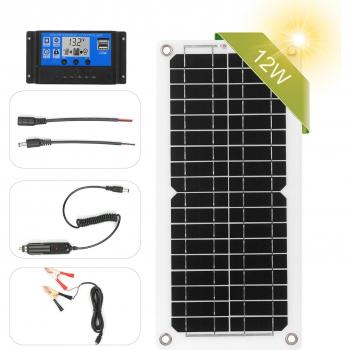 Kit de Energía Solar 12W 12V con Controlador de Carga