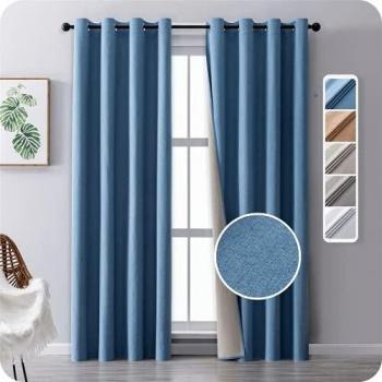 Premium Blackout Linen Curtains – Reducing Light & Sound (117x228 cm)