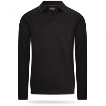 Polo Manga Larga Negro Estilo Contrastado