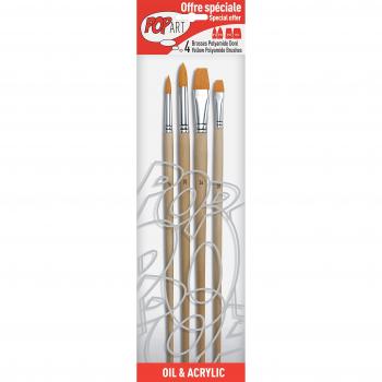 Pebeo Pinsel‑Set Gold – Polyamid, Rund 16/20, Flach 20/24