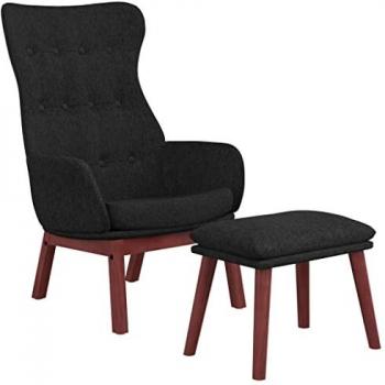 VidaXL Polstersessel mit Hocker Schwarz Stoff