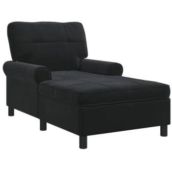 Velours Noir Chaise Longue à Coussin Remplaçable – vidaXL