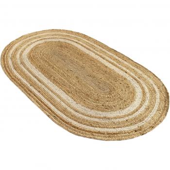 Tapis de Couleur Blanche Naturelle Hamid – 70×140 cm, Fibre de Jute à la Main