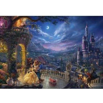 Set puzzle dessin animé & carte – 1000 pièces, Belle et Bête au clair de lune