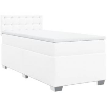 VidaXL Polsterbett mit Matratze 90x190 cm, Weißes Kunstleder