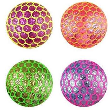 Mesh Glitter Squish Ball 7cm
