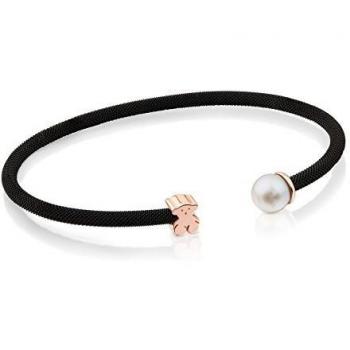 Pulsera de Acero IP negro TOUS con perla y baño de oro 18 kt