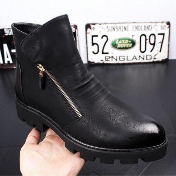 Bottines pour hommes, printemps-automne, fermeture éclair sur le côté