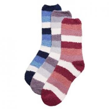 Pack de 3 calcetines extrasuaves de franela para mujer con rayas Ysabel Mora