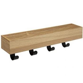 Mensola con 4 ganci in legno