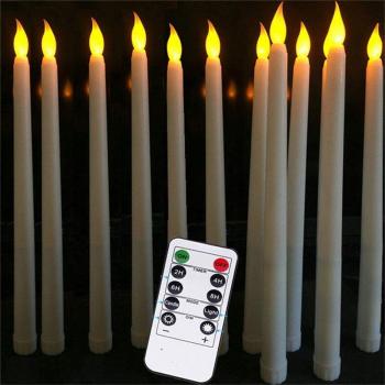Ivory White 11-inch Battery Operated LED Taper Candles