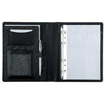 Ringbuchmappe ALASSIO DIN A5, Benaco, Herren, schwarz, Lederimitat, Dokumentenmappen, mit Taschenrechner